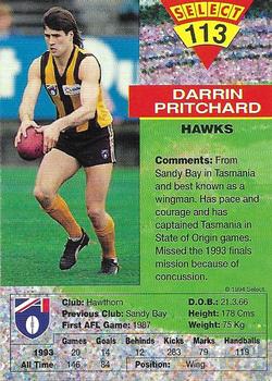 1994 Select AFL #113 Darrin Pritchard Back